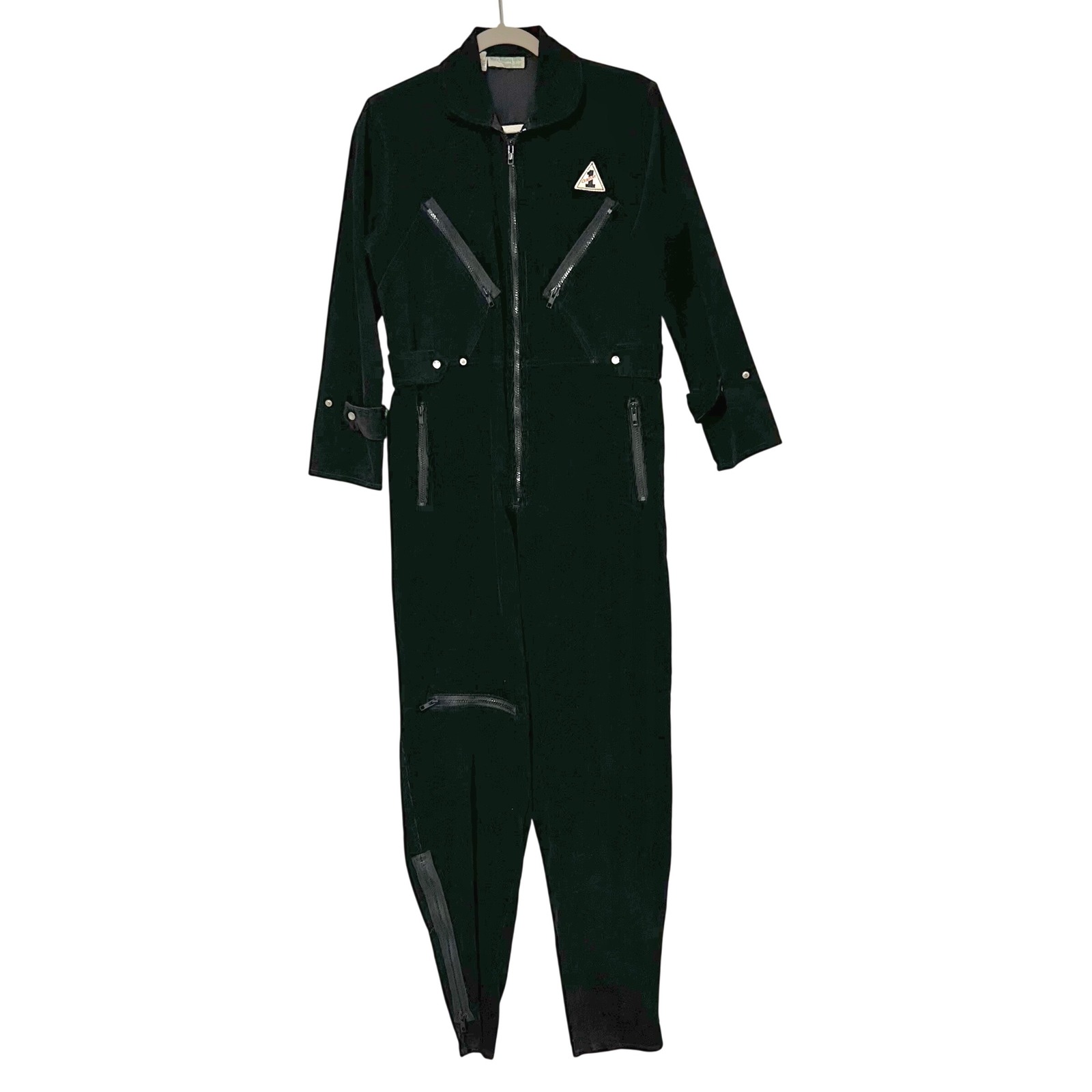 Vintage Chamar Dov Haddad Corduroy Jumpsuit Black Zip Flight Suit Coveralls S